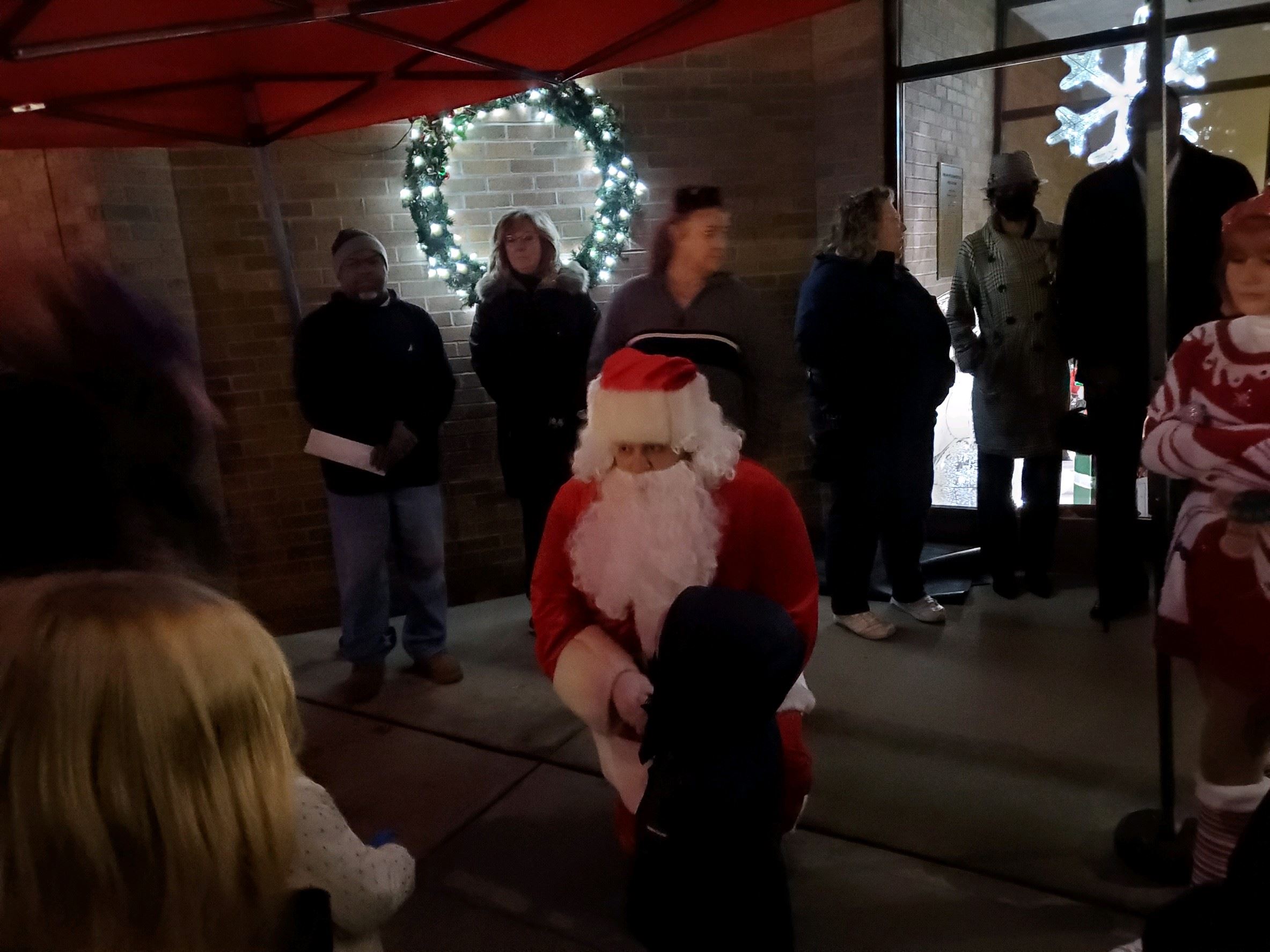 Santa Arriving at Tree Lighting